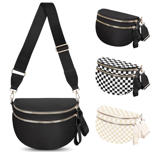 TORRYZA Geräumige Nylon-Umhängetasche für Damen, kariert, modische Schachbrett-Fanny-Tasche mit großem Fassungsvermögen von TORRYZA