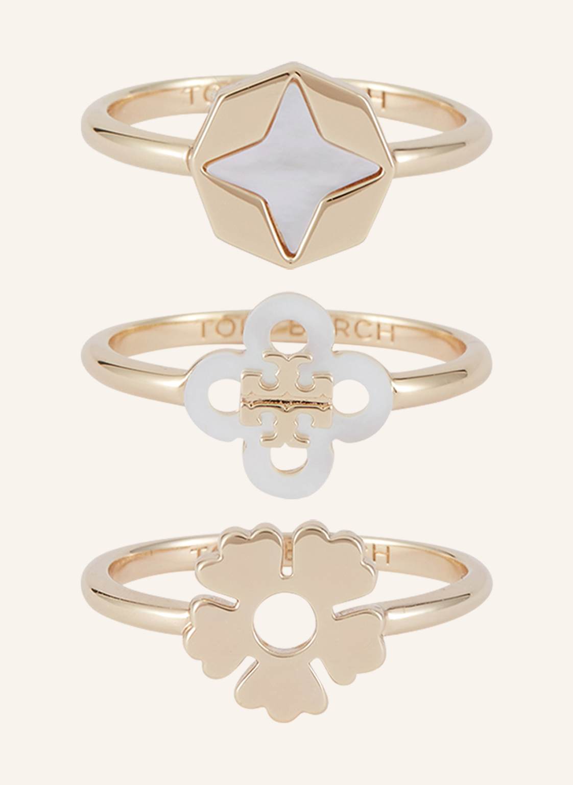 Tory Burch 3er-Set Ringe gold Tory Burch 3er-Set Ringe gold von TORY BURCH