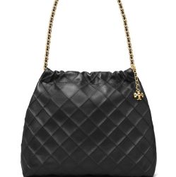 Tory Burch Fleming Hobo Tasche Aus Schwarzem Leder von TORY BURCH