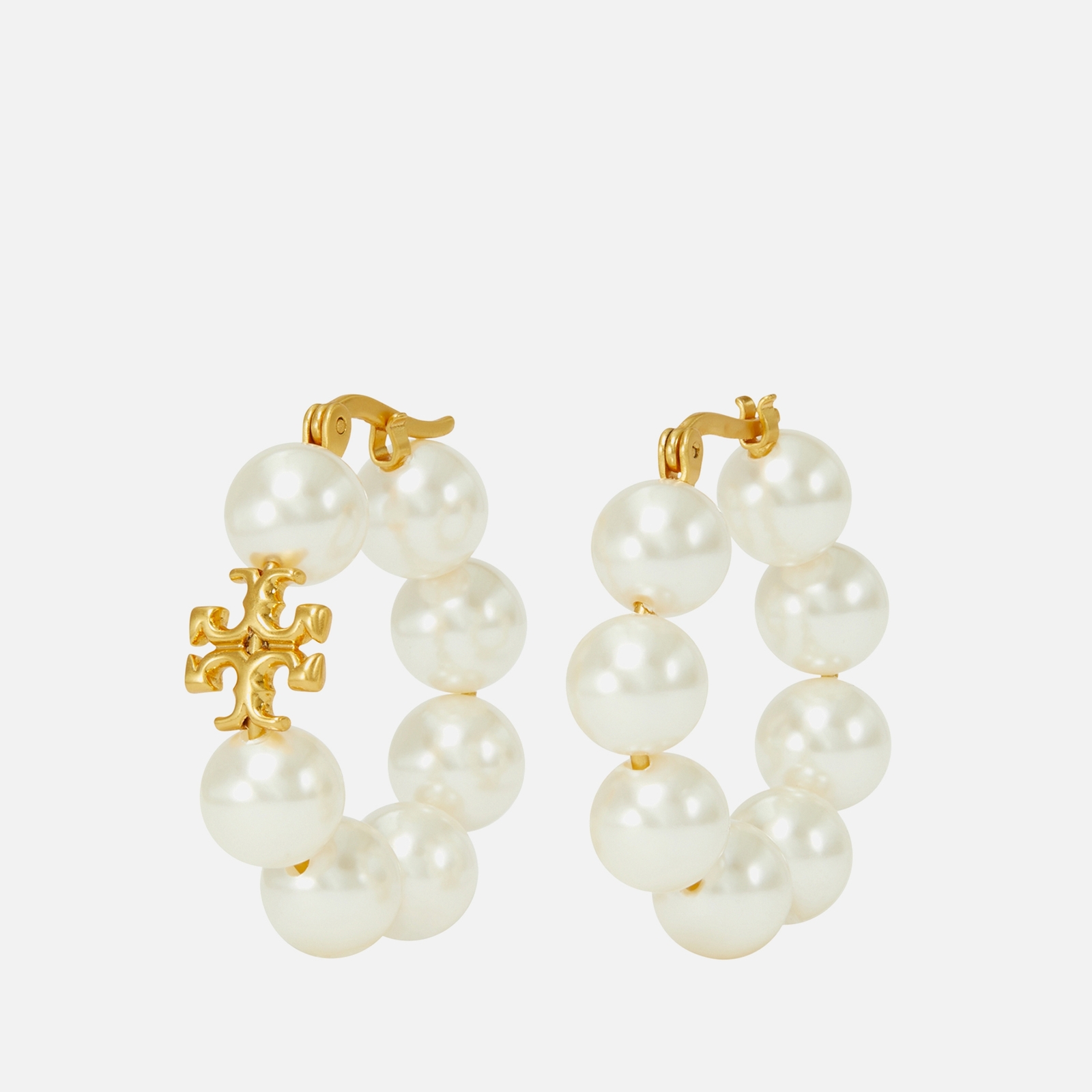 Tory Burch Kira Gold-Tone and Faux Pearl Hoop Earrings von TORY BURCH