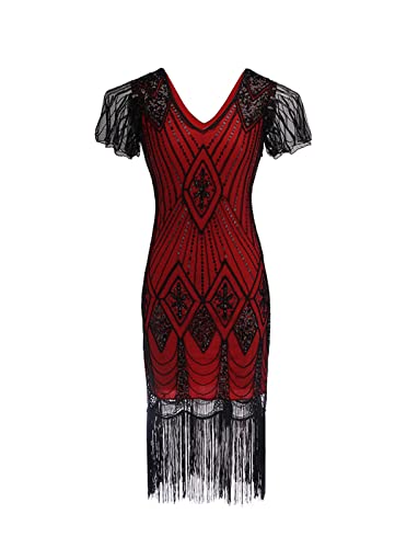 TOSHIKII Damen 1920er Flapper Kleid Gatsby Vintage Plus Size Roaring 20s Kleider mit Fransen für Cocktailparty Prom von TOSHIKII