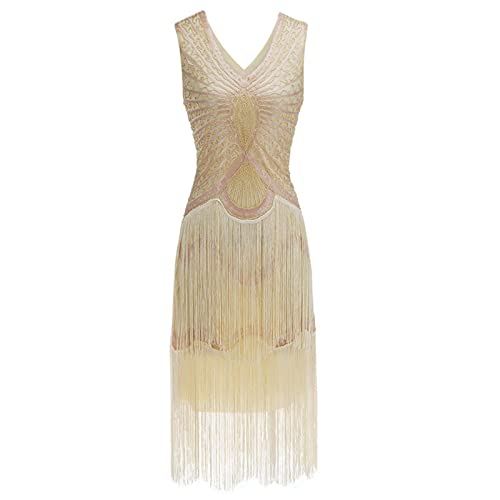 TOSHIKII Gatsby Pailletten Flapper Kleid Kostüm für Damen 1920er Fransen Abendkleid für Cocktailparty Hochzeit von TOSHIKII