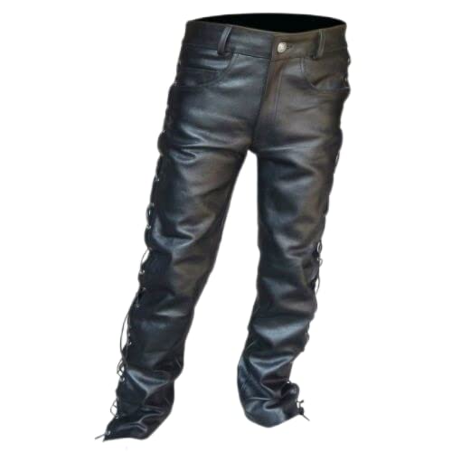 TOSHIKII Herren-Schnürlederhose Motorrad Plus Size Racing Kunstlederhose Bühne Lässige PU-Hosenunterteile von TOSHIKII