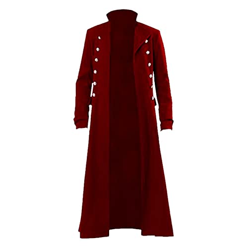 TOSHIKII Herren Steampunk Lange Jacke Mantel Herren Mittelalter Gothic Langer Mantel Plus Größe Halloween Cosplay Kostüm Jacken von TOSHIKII