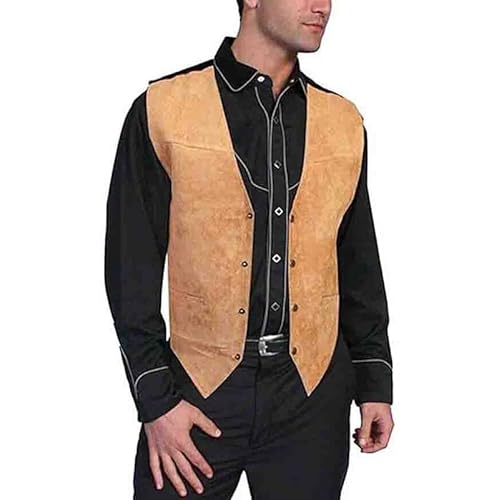 TOSHIKII Herrenweste aus Wildleder Herrenweste aus Wildleder ohne Ärmel Retro-Wildlederweste TOSHIKII Herrenweste aus Wildleder Herrenweste aus Wildleder ohne Ärmel Retro-Wildlederweste von TOSHIKII