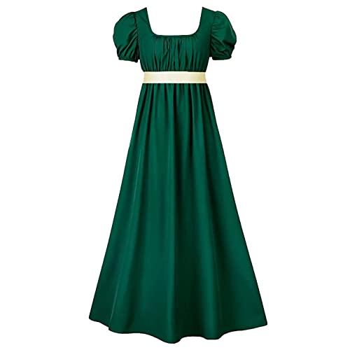 TOSHIKII Regency-Kleid für Damen, Regency-Kleid mit Rüschen, Puffärmeln für Damen, viktorianisches Empire-Taillenkleid von TOSHIKII