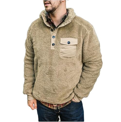 TOSHIKII Western-Azteken-Fuzzy-Sweatshirt für Herren, Fuzzy-Sherpa-Pullover mit Azteken-Print für Herren, Fuzzy-Sweatshirt mit Stammesmotiv und 1/4-Reißverschluss von TOSHIKII