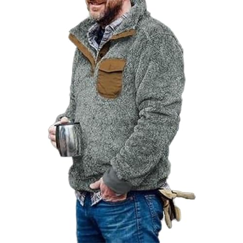 TOSHIKII Western-Azteken-Fuzzy-Sweatshirt für Herren, Fuzzy-Sherpa-Pullover mit Azteken-Print für Herren, Fuzzy-Sweatshirt mit Stammesmotiv und 1/4-Reißverschluss von TOSHIKII