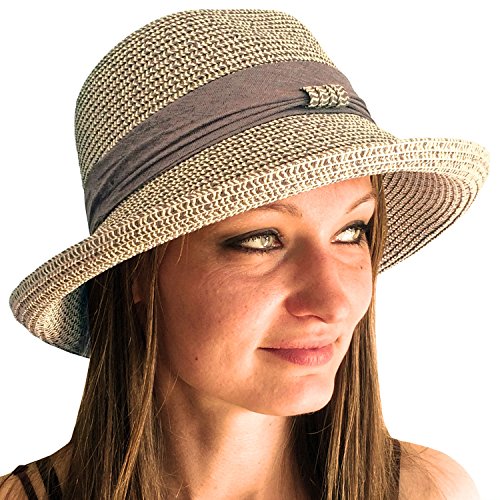 TOSKATOK® Damen-Einstellbarer Sommer-Sonnenhut Mode Faltbarer Roll-Brim Trilby-Bowler von TOSKATOK