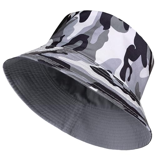 TOSKATOK® UPF 50+ Unisex für Damen und Herren Sonnenhut Camouflage 2 in 1 beidseitig tragbar Baumwollmischung Fischerhutdesign von TOSKATOK