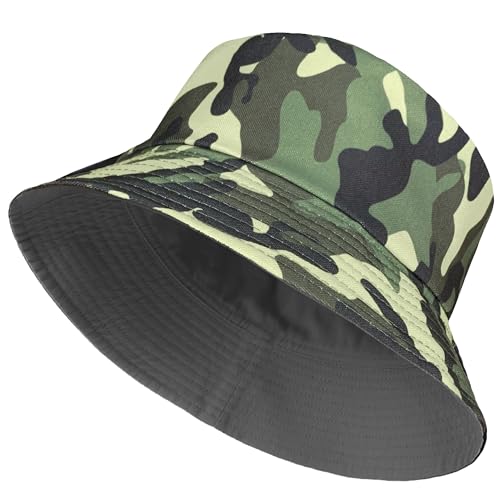 TOSKATOK® UPF 50+ Unisex für Damen und Herren Sonnenhut Camouflage 2 in 1 beidseitig tragbar Baumwollmischung Fischerhutdesign von TOSKATOK