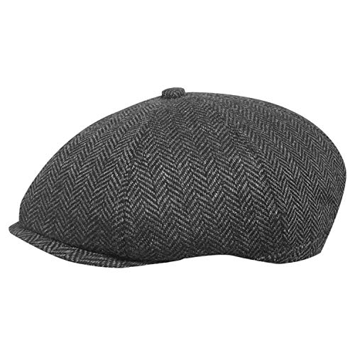 TOSKATOK® Unisex Herren, Damen 8-Panel mit Fischgrätmuster Wollmischung Baker Boy Schirmmutzen von TOSKATOK