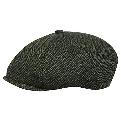 TOSKATOK® Unisex Herren, Damen 8-Panel mit Fischgrätmuster Wollmischung Baker Boy Schirmmutzen von TOSKATOK