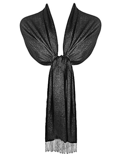 TOSKATOK Damen Damen Stilvolle Glitter Sparkle Abend Schal Pashmina Wrap Stola mit Quaste Finishing von TOSKATOK