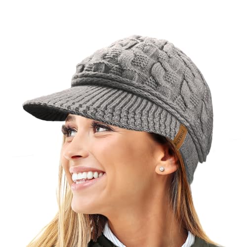 TOSKATOK Damen Schirmm�TZE Zopfmuster Warm R80 Teddyfleece Gef�tterte M�TZE Winterm�TZE von TOSKATOK