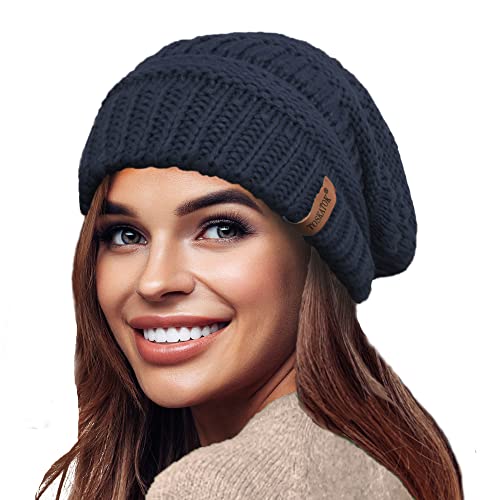 TOSKATOK Damen Warm Slouch Knit Winter Beanie Mütze mit Supersoft Velour Thermofutter Skimütze von TOSKATOK