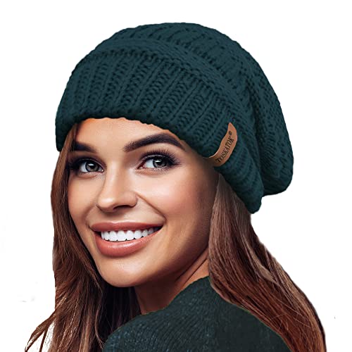 TOSKATOK Damen Warm Slouch Knit Winter Beanie Mütze mit Supersoft Velour Thermofutter Skimütze von TOSKATOK