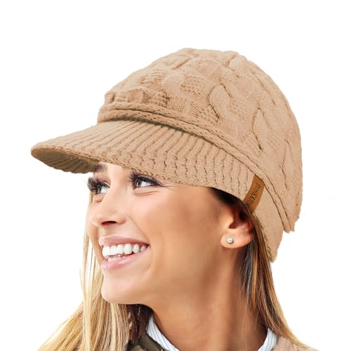 RockJock Damen Schirmm�TZE Zopfmuster Warm R80 Teddyfleece Gef�tterte M�TZE Winterm�TZE von TOSKATOK