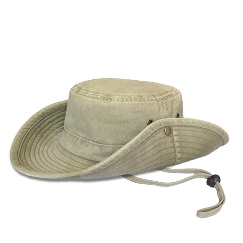 TOSKATOK UPF 50+ Unisex Safari Outback australischer Buschhut mit breiter Krempe, abnehmbarem Kinnriemen, seitlichen Druckkn�pfen und Bel�ftungsschlitzen, aus Baumwolle von TOSKATOK