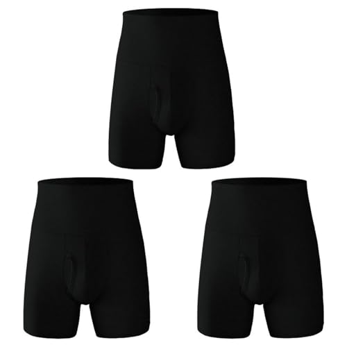3er-Pack Baumwoll-Boxershorts For Herren Hohe Taille Atmungsaktive Herren-Shapewear-Boxershorts In Übergröße(3Pcs Black,5XL) von TOSOFT
