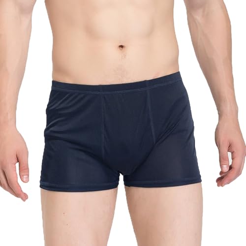 Herren-Boxershorts Aus Seide In Übergröße Unterwäsche Mit Elastischem Bund Badehose Mit Mittlerer Taille Und Kurzem Bein For Männer(Navy,XXL) von TOSOFT
