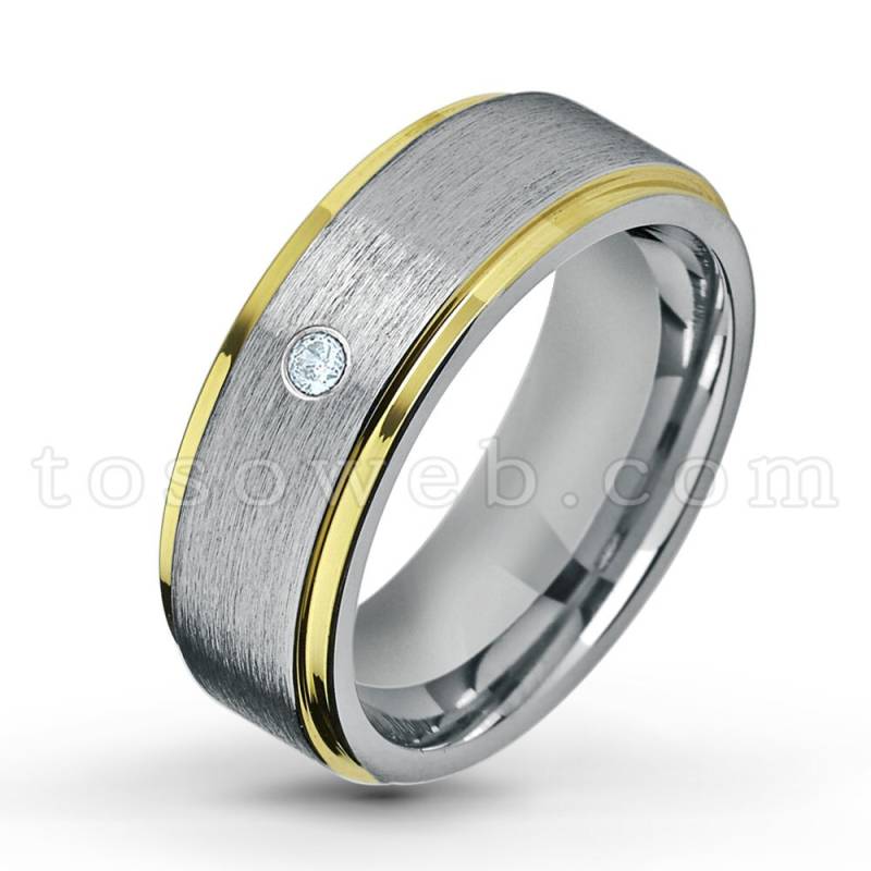 Aquamarin Solitär Zweifarbiger Ehering, März Geburtsstein, Gelbgold Überzogener Rand Comfort Fit Hartmetallring Ts1322 Aquamarin Solitär Zweifarbiger Ehering, März Geburtsstein, Gelbgold Überzogener Rand Comfort Fit Hartmetallring Ts1322 von TOSOWEB