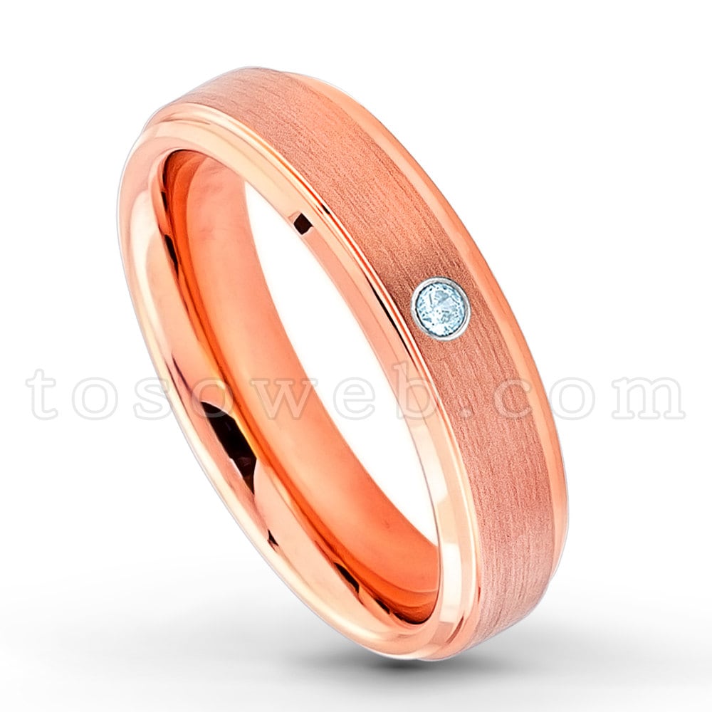 Damen Topas Solitär Ehering, November Geburtsstein, 6mm Rose Gold Überzogene Abgeschrägte Kante Comfort Fit Hartmetallring Ts3722 von TOSOWEB