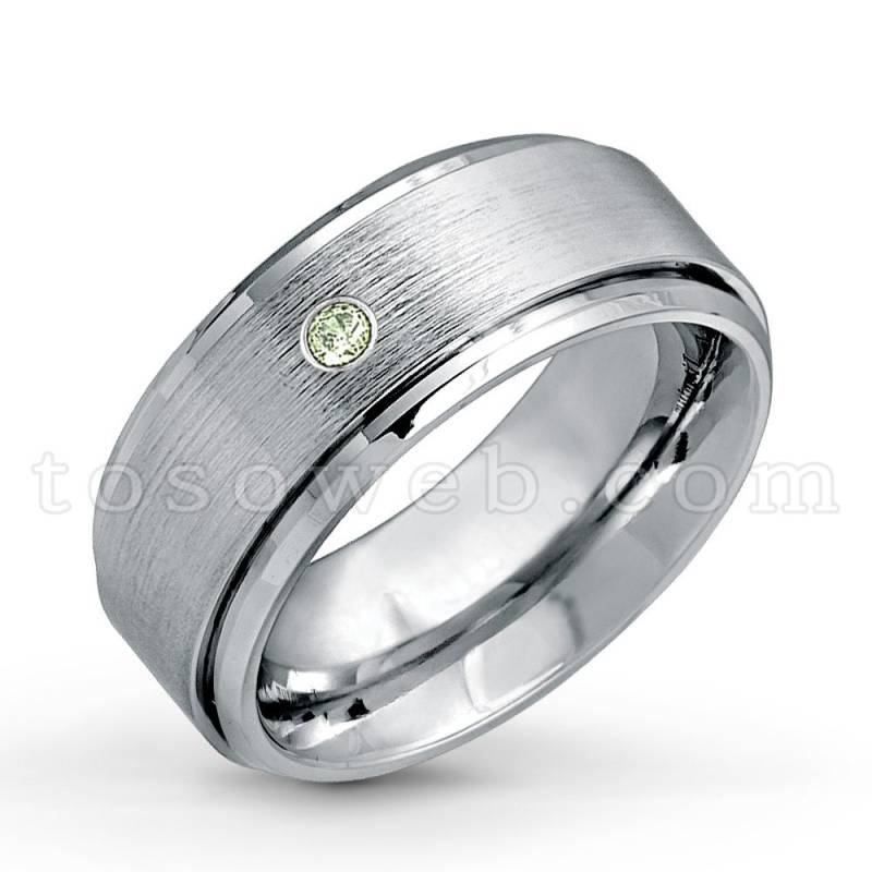 Herren August Birthstone Ring, Peridot Edelstein Solitär Ehering, Wolframcarbidring Mit Gebürsteter Mitte Und Abgeschrägter Kante 9mm Ts0232 Herren August Birthstone Ring, Peridot Edelstein Solitär Ehering, Wolframcarbidring Mit Gebürsteter Mitte Und Abgeschrägter Kante 9mm Ts0232 von TOSOWEB