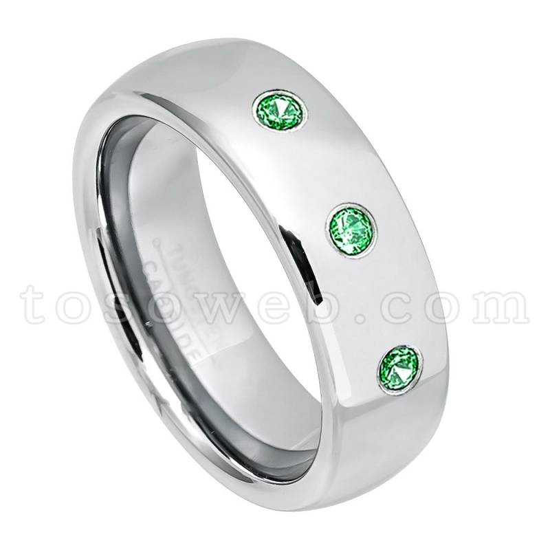 Herren Tsavorit Edelstein Ehering, Januar Birthstone Ring, 7mm Semi-Dome Poliert Finish Hartmetallring Ts1752 Herren Tsavorit Edelstein Ehering, Januar Birthstone Ring, 7mm Semi-Dome Poliert Finish Hartmetallring Ts1752 von TOSOWEB