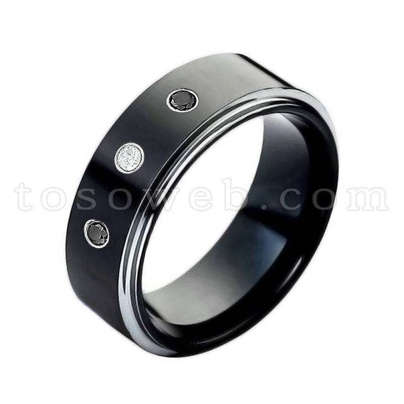 Weißer Und Schwarzer Diamant Ehering Für Herren, April Birthstone Ring, 8mm 2-Ton Hochglanz Schwarz Ip Hartmetall Ring Ts1182 Weißer Und Schwarzer Diamant Ehering Für Herren, April Birthstone Ring, 8mm 2-Ton Hochglanz Schwarz Ip Hartmetall Ring Ts1182 von TOSOWEB