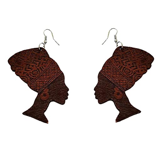 1 Paar Holz Geometrische Drop Ohrringe Turban Afrikanische Frau Baumeln Ohrring Ohr Schmuck Geschenke von TOSSPER