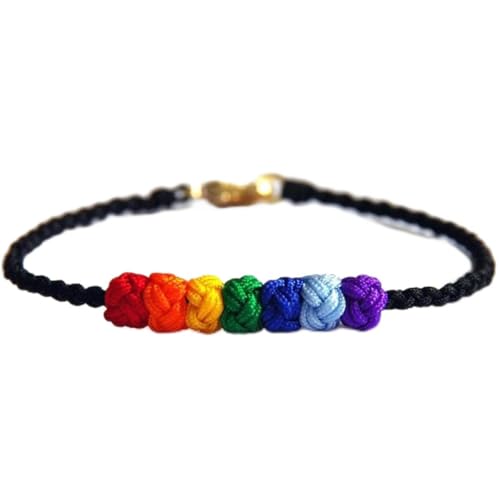 TOSSPER 2 Stück Nylon Regenbogen Lgbt Pride Armband Männer Frauen Einstellbare Handgewebe Freundschaft Seil Armband Rainbow Pride Armband von TOSSPER