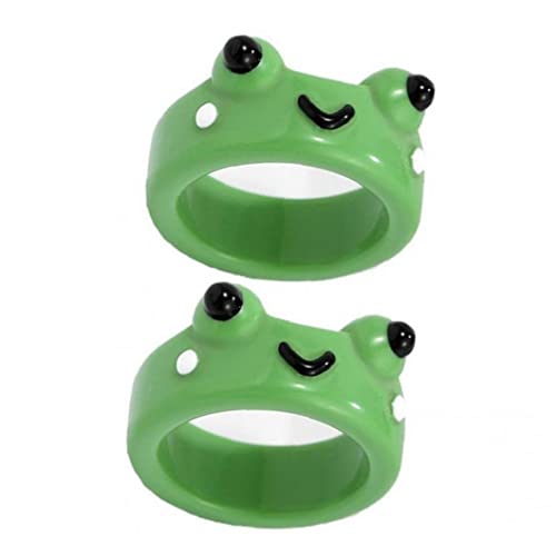 TOSSPER 2 Stücke Nette Frosch Harz Ringe 3d Tier Ring Lustige Personalisierte Schmuck Geschenk Für Geburtstag Weihnachten von TOSSPER