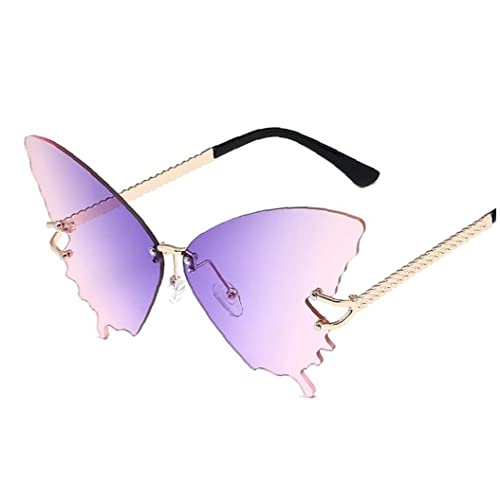 TOSSPER Schmetterling Sonnenbrille 1pc Butterfly Randless Sonnenbrille Für Frauen Vintage Metall Rahmen Brillen Uv -schutz von TOSSPER