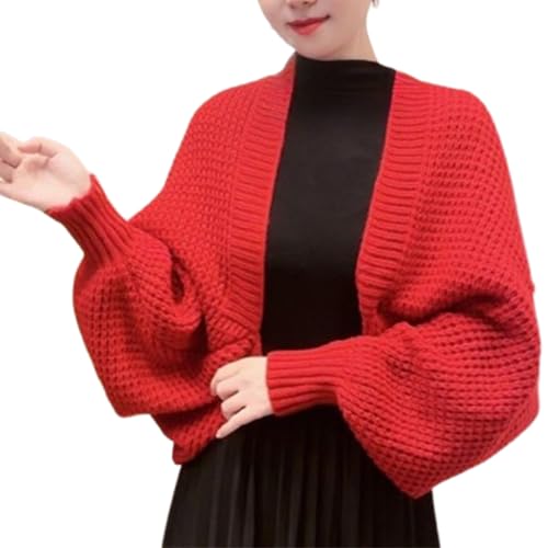 Weicher Schal-Strickmantel Für Damen, Multifunktionaler Warmer Strick-Häkelschal Mit Ärmeln Für Den Winter (One-Size,Wine Red) von TOTDYIKH