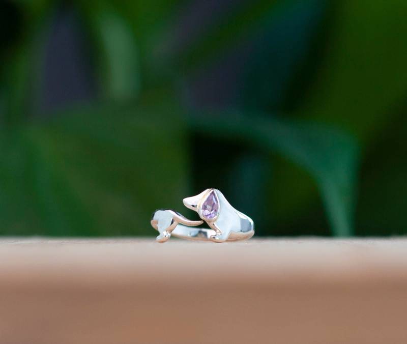 sterling Silber Dackel Ring Mit Edelstein Handgemachtes Doxie Geschenk von TOTOanimals