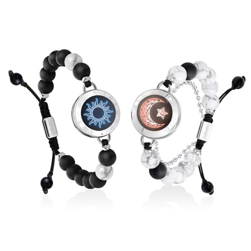 TOTWOO Echte Stein Pärchen Armbänder Echtes Naturstein Partnerarmbänder mit Berührung Vibrierende Fernbeziehung Edelstein Heilsteine für Damen Paar Geschenk für Frauen Männer Beste Freundin von TOTWOO