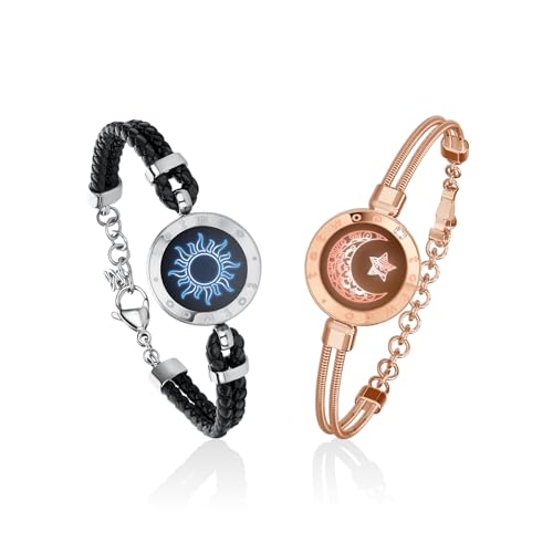 TOTWOO Pärchen Armband Paar Geschenke Partnerarmbänder mit Berührung Fernbeziehungsgeschenk für Lange Distanzen Liebes Vibration & Aufleuchten Bluetooth Pairing Schmuck von TOTWOO
