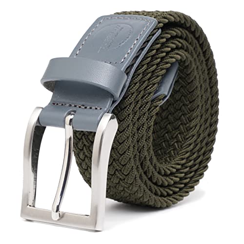 TOUGERJOY Herren Stretch Gürtel, gewebte elastische geflochtene Web Gürtel Casual für Golf Jagd Hosen Jeans,Grün 120 CM Gesamtlänge von TOUGERJOY