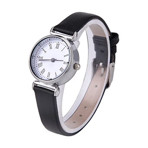 TOUISEDGI Elegant Small Simple Fashion Women Dress Watch Retro Leather Mini Wristwatch for Various Occasions (Schwarzer Gürtel und weiße Platte) von TOUISEDGI