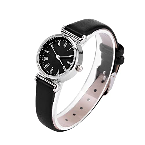TOUISEDGI Elegant Small Simple Fashion Women Dress Watch Retro Leather Mini Wristwatch for Various Occasions (schwarzer Gürtel, Schwarze Scheibe) von TOUISEDGI