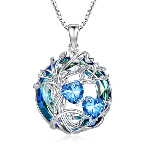 Dezember Geburtstagsgeschenk für Frauen - 925 Sterling Silber Tree of Life Halskette mit Blauem Topas & Opal | Elegantes Weihnachts- oder Geburtstagsgeschenk für Sie, Freundin, Schwester oder Mutter Dezember Geburtstagsgeschenk für Frauen - 925 Sterling Silber Tree of Life Halskette mit Blauem Topas & Opal | Elegantes Weihnachts- oder Geburtstagsgeschenk für Sie, Freundin, Schwester oder Mutter von TOUPOP