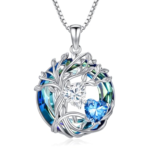 Diamant Blauer Topas Halskette aus 925 Sterling Silber Tree of Life Anhänger mit April Dezember Geburtssteinen und Kristall | Elegantes Weihnachts- oder Geburtstagsgeschenk für Frauen Diamant Blauer Topas Halskette aus 925 Sterling Silber Tree of Life Anhänger mit April Dezember Geburtssteinen und Kristall | Elegantes Weihnachts- oder Geburtstagsgeschenk für Frauen von TOUPOP