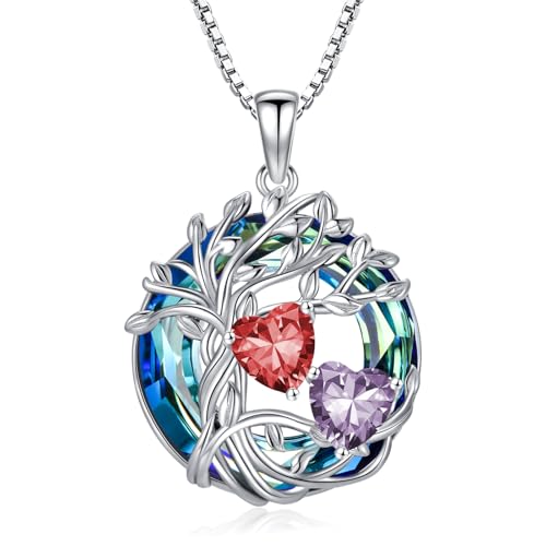 Granat & Alexandrit Halskette aus 925 Sterling Silber - Tree of Life Anhänger mit Januar & Juni Geburtssteinen | Elegantes Weihnachts- oder Geburtstagsgeschenk für Frauen & Schwestern Granat & Alexandrit Halskette aus 925 Sterling Silber - Tree of Life Anhänger mit Januar & Juni Geburtssteinen | Elegantes Weihnachts- oder Geburtstagsgeschenk für Frauen & Schwestern von TOUPOP
