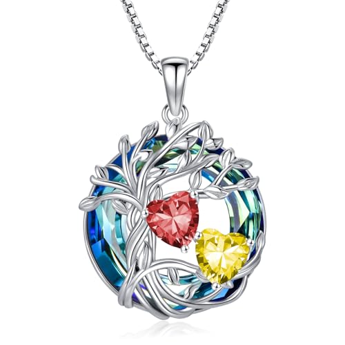 Granat & Citrin Halskette aus 925 Sterling Silber - Tree of Life Anhänger mit Januar & November Geburtssteinen | Elegantes Weihnachts- oder Geburtstagsgeschenk für Frauen & Schwestern Granat & Citrin Halskette aus 925 Sterling Silber - Tree of Life Anhänger mit Januar & November Geburtssteinen | Elegantes Weihnachts- oder Geburtstagsgeschenk für Frauen & Schwestern von TOUPOP