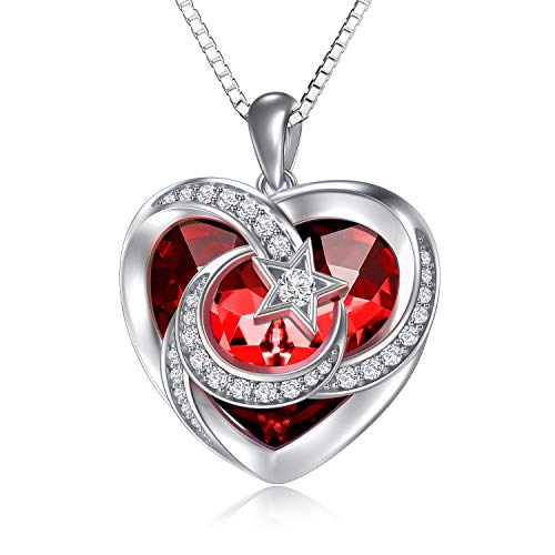 Halbmond Kette Schmuck Damen Geburtstagsgeschenke für Frauen Sterling Silber Monde Kette Für Freunde Stern Anhänger Sternenkette Mond Halskette Kristallkette Damen Schmuck mutter ehefrau mädchen von TOUPOP