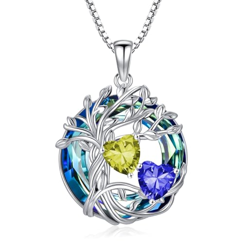 Peridot Saphir Halskette aus 925 Sterling Silber - Tree of Life Anhänger mit August September Geburtssteinen | Elegantes Weihnachts- oder Geburtstagsgeschenk für Frauen & Schwestern Peridot Saphir Halskette aus 925 Sterling Silber - Tree of Life Anhänger mit August September Geburtssteinen | Elegantes Weihnachts- oder Geburtstagsgeschenk für Frauen & Schwestern von TOUPOP