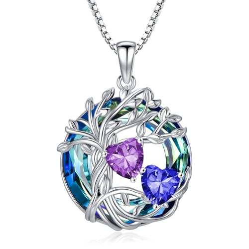 TOUPOP Amethyst & Saphir Halskette 925er Sterlingsilber Baum des Lebens Anhänger Februar September Geburtsstein Geschenk Frau Freundin Schwester TOUPOP Amethyst & Saphir Halskette 925er Sterlingsilber Baum des Lebens Anhänger Februar September Geburtsstein Geschenk Frau Freundin Schwester von TOUPOP