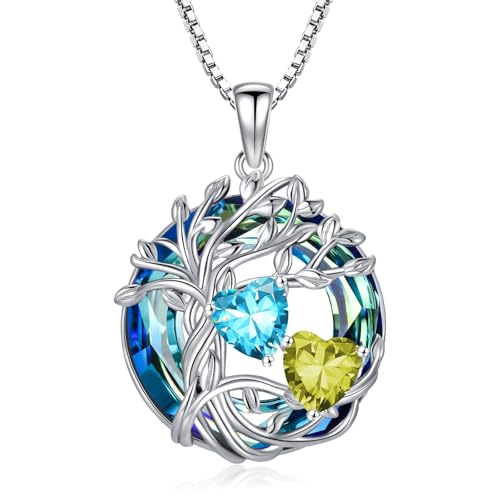TOUPOP Aquamarin & Peridot Halskette 925er Sterlingsilber Baum des Lebens Anhänger März August Geburtsstein Geschenk Frau Freundin Schwester TOUPOP Aquamarin & Peridot Halskette 925er Sterlingsilber Baum des Lebens Anhänger März August Geburtsstein Geschenk Frau Freundin Schwester von TOUPOP