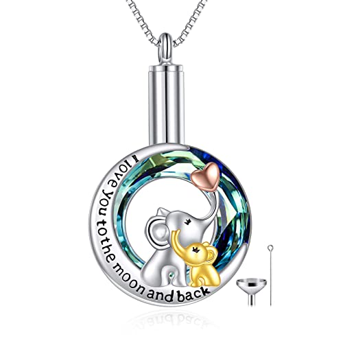 TOUPOP Asche Kette für Damen Sterling Silber Elefant Urne Halskette für Frauen Urnenschmuck Halten Asche der Lieben Blau Kristall Urne Anhänger für Mutter und Tochter Ein Geschenk der Erinnerung TOUPOP Asche Kette für Damen Sterling Silber Elefant Urne Halskette für Frauen Urnenschmuck Halten Asche der Lieben Blau Kristall Urne Anhänger für Mutter und Tochter Ein Geschenk der Erinnerung von TOUPOP
